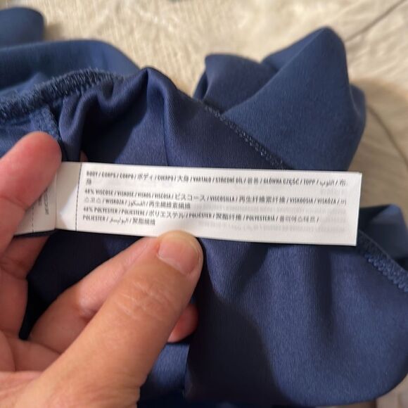 GILLY HICKS M Indigo Blue Quarter Zip Cropped Boxy Fit Pullover Sweatshirt - Picture 11 of 13